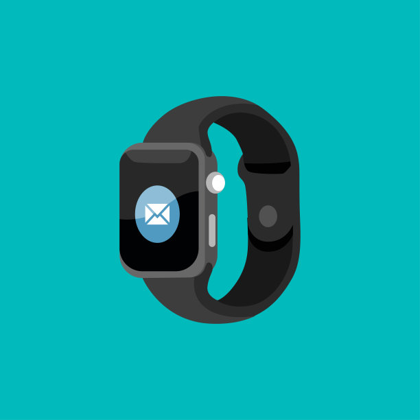 健身追踪器智能手表插画配心率监视器，平面卡通矢量风格设计。现代时尚的可穿戴设备。图片下载