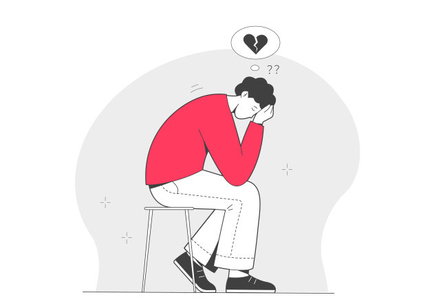 心碎的男人。不愉快的关系或单恋的概念。沮丧和失望，爱造成痛苦。大纲说明图片下载