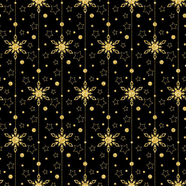 金色无缝图案与曼荼罗雪花闪亮闪亮的金色图片下载