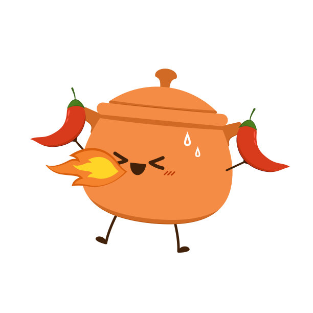陶罐卡通矢量。烧饭用的陶锅。角色设计。图片下载