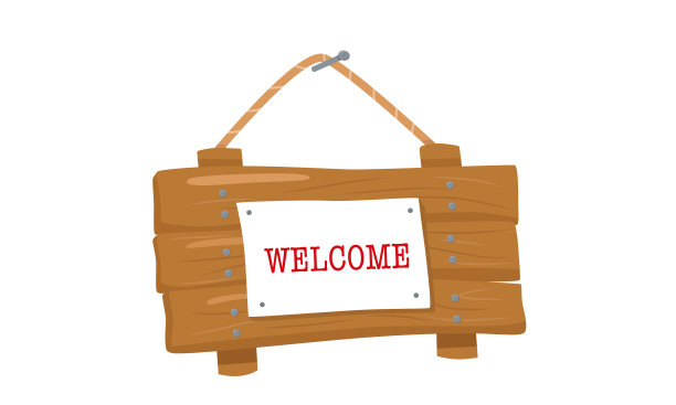 卡通质感的欢迎木招牌图片下载