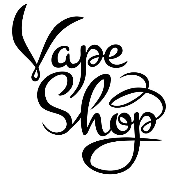 矢量书法手写铭文电子烟商店在黑色上的白色图片下载