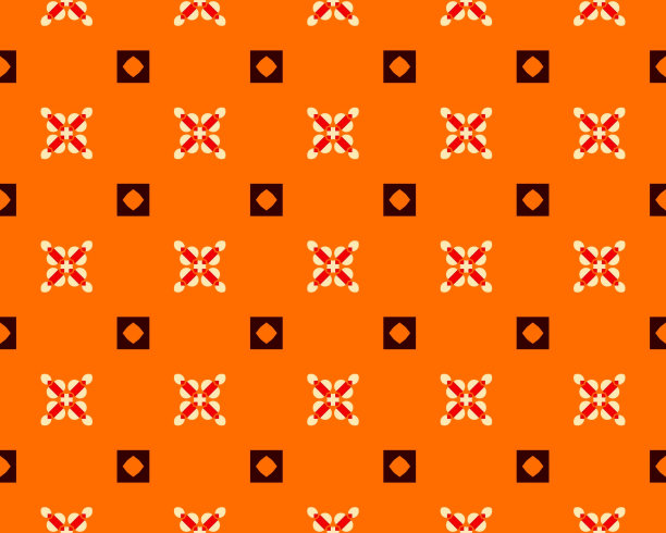 一个抽象几何图案无缝艺术插画与橙色颜色珊瑚色，红色，古铜色，铁锈色图片下载