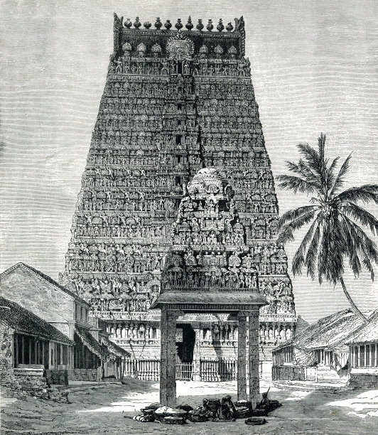 19世纪在印度寺庙的Gopura图片下载