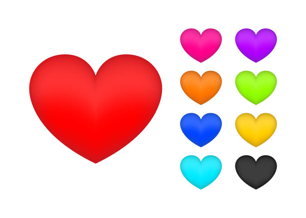 涂鸦红心爱的象征心图标集图片下载