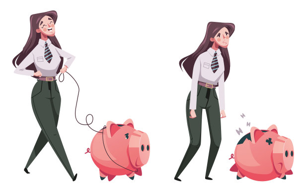 企业创业成功与失败的概念构成。平面设计元素插画图片下载