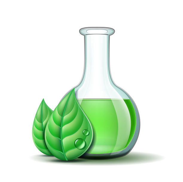 绿色自然叶片和烧瓶模板图片下载