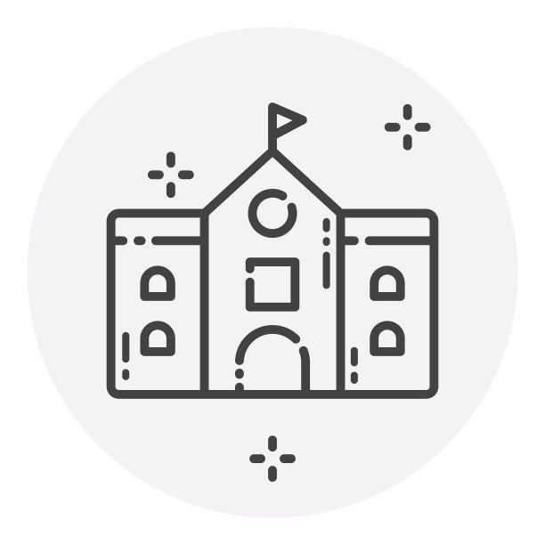 校舍平面图标孤立在白色背景图片下载