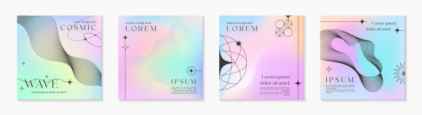 矢量网格梯度背景线框几何形状，复制空间的文本图片下载