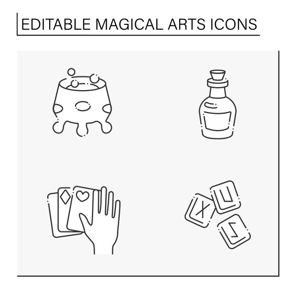 魔法艺术线图标集图片下载