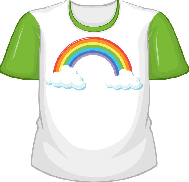 白色的t恤，绿色的袖子图片下载