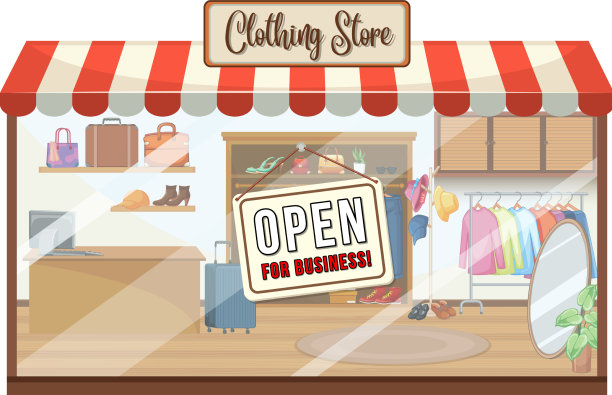 服装店挂着营业横幅图片下载