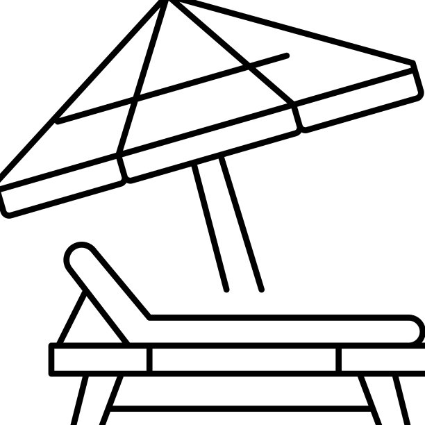 带伞线图标的甲板椅子图片下载