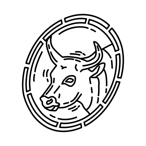 牛符号图标涂鸦手绘或轮廓图标图片下载