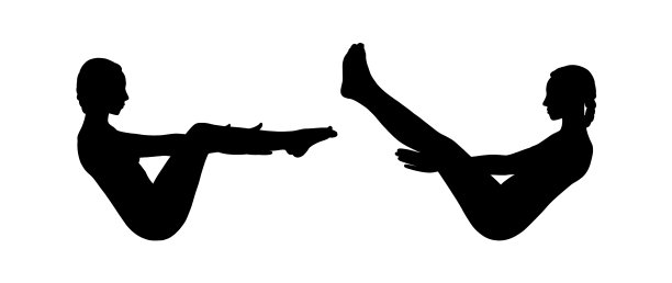 船姿势的变化腹肌和平衡的女人图片下载