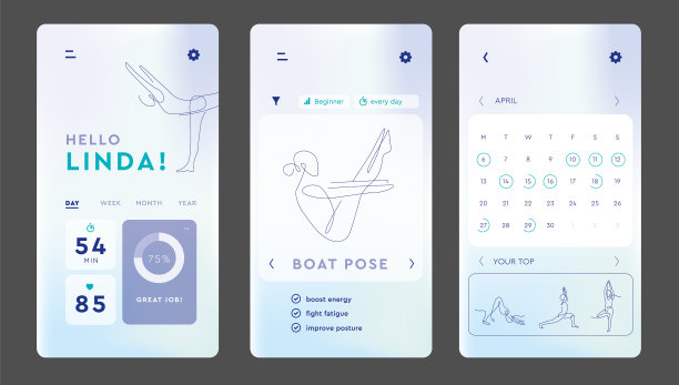 屏幕应用程序瑜伽班普拉提班移动图片下载