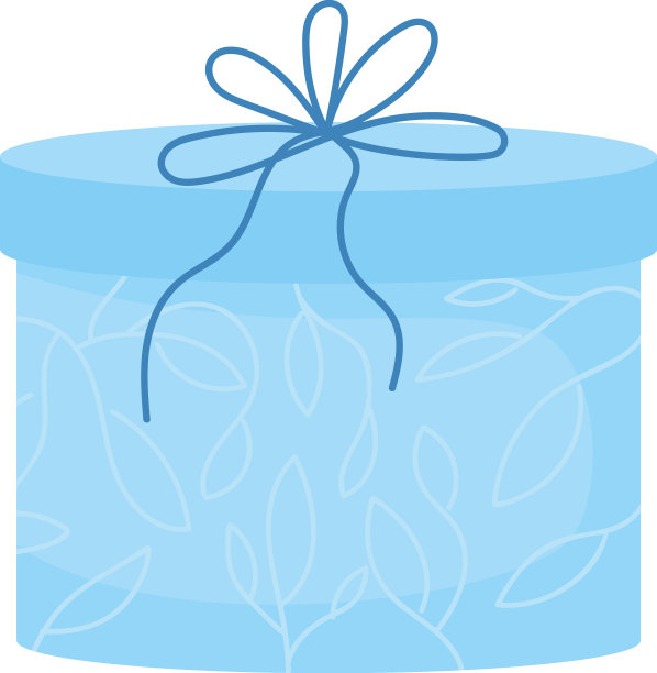 礼物在蓝色盒子半平的颜色对象图片下载