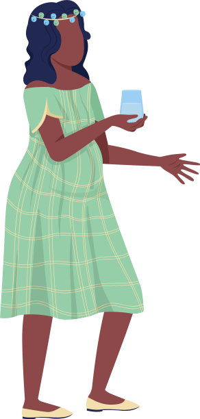 孕妇穿绿色半平色连衣裙图片下载