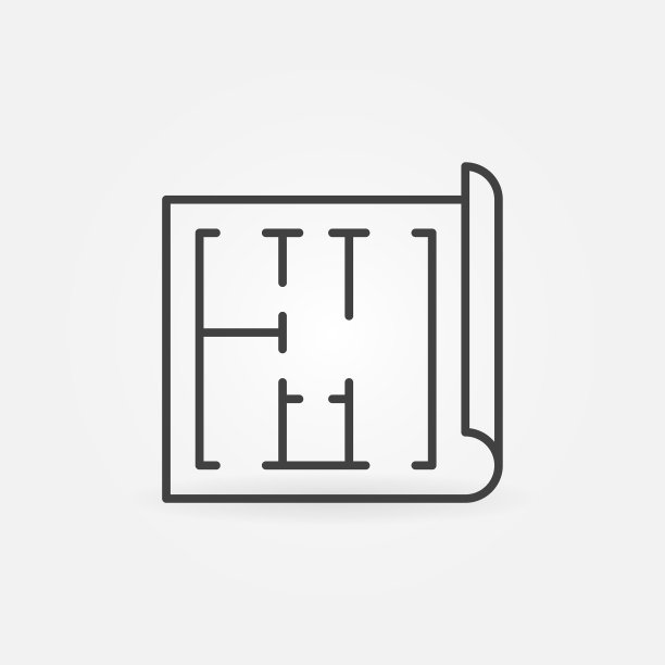 房屋平面图细线概念图标或符号图片下载