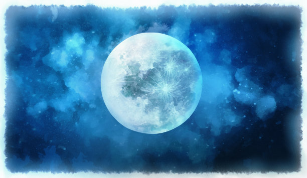 逼真的满月手绘插图图片下载