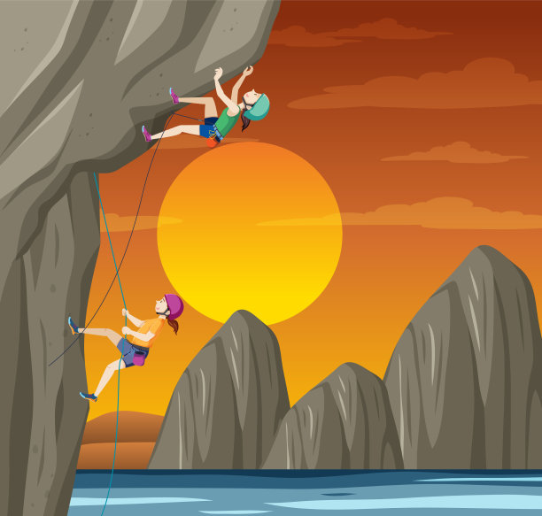 人们攀登落基山的场景图片下载