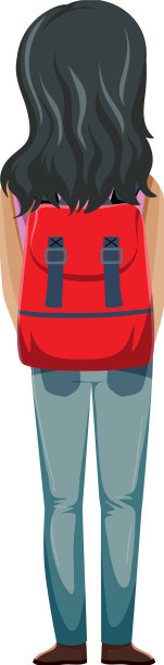 旅行者女孩的背面在白色的背景图片下载