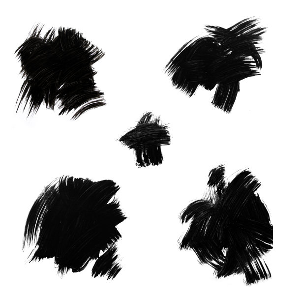 油彩刷在白色背景上孤立的笔触手绘丙烯漆刷黑色刷在垃圾背景上孤立的笔触图片下载