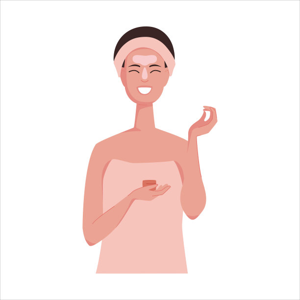 可爱的女孩用毛巾敷面膜图片下载