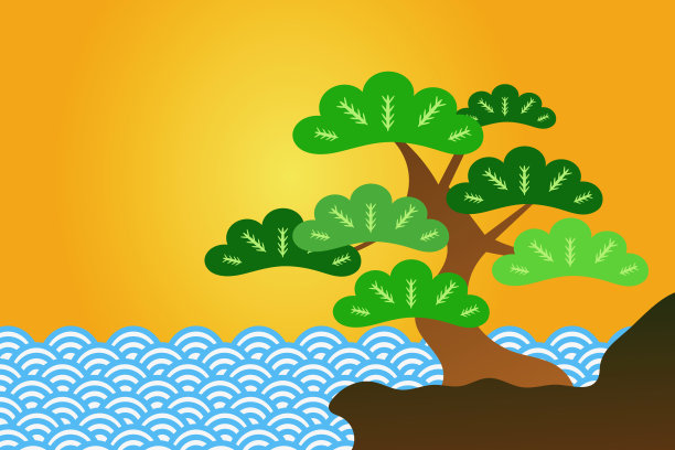 松树和蓝色的海洋涟漪图片下载