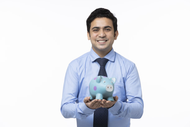 年轻的商人，白色背景，库存照片图片下载