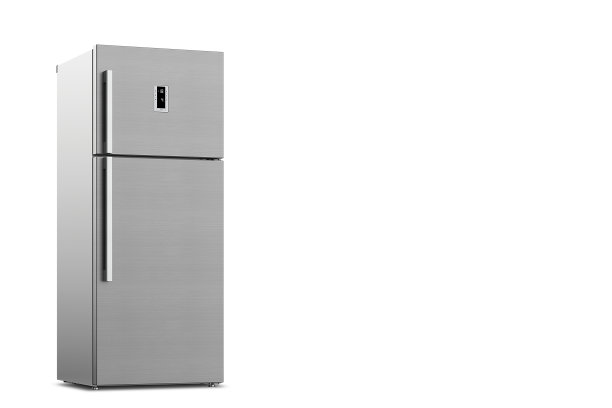 白色背景的冰箱。家用冰箱。图片下载