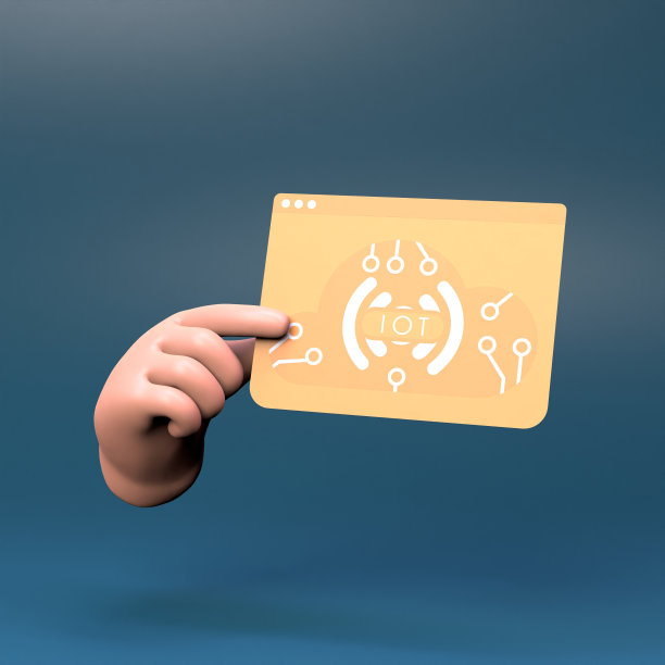 手持物联网标志。物联网概念。3 d渲染插图。图片下载