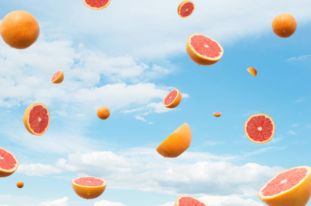 葡萄柚柑橘飞行。图片下载