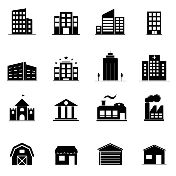 图标集建筑填充图标风格在白色图片下载