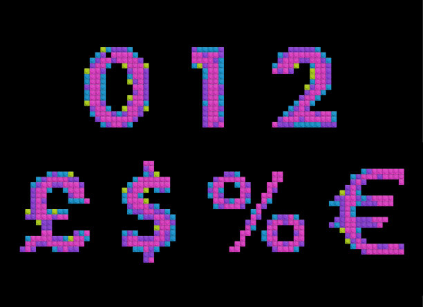由多色砖、纹理和图案、平面设计和印刷组成的一组数字图片下载