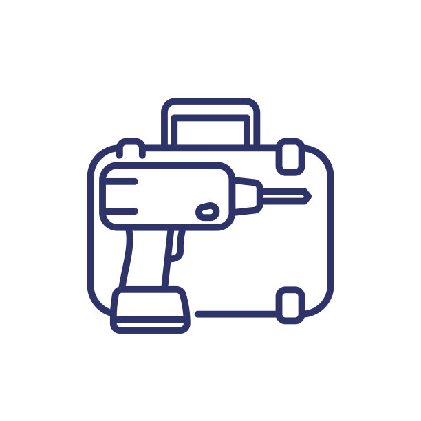 电钻和工具箱线图标图片下载