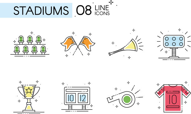 一套不同的运动设备图标图片下载