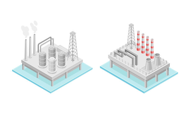 钻井石油天然气钻机生产平台等距图片下载