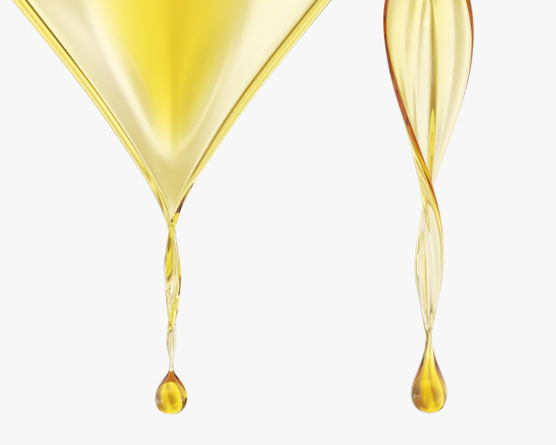 金色燃油或橄榄油滴在白色背景上，3d渲染。图片下载