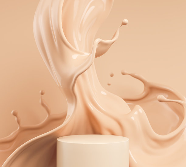 最小的基座平台展示棕色粉底霜，舞台展示美容和化妆品产品，3d插图。图片下载