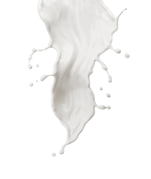 扭曲的牛奶飞溅隔离背景，液体或酸奶飞溅，包括剪切路径。3 d演示。图片下载
