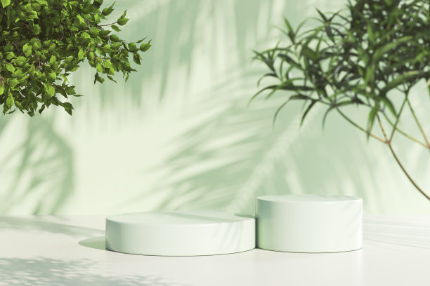 抽象最小场景与几何平台展示背景的产品介绍，模拟，化妆品展台，3d渲染。图片下载
