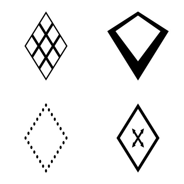 菱形平面图标设置孤立在白色背景图片下载