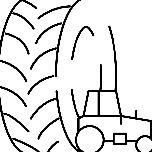 农用拖拉机轮胎线图标图片下载