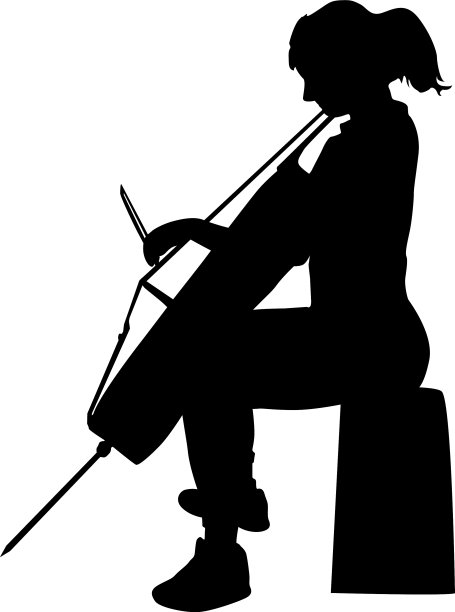 一个音乐家在大提琴上的剪影图片下载