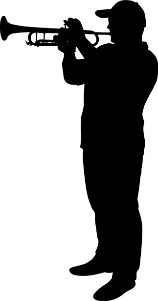 演奏小号的音乐家剪影图片下载