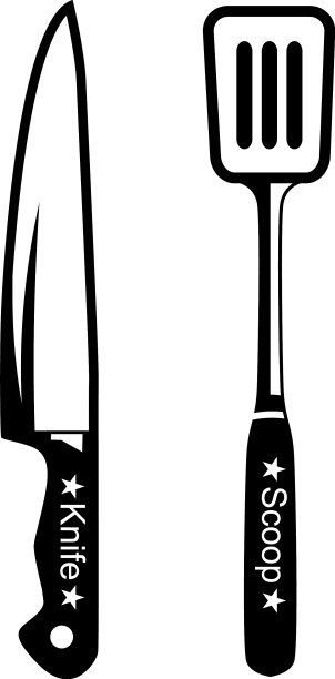 惊人的刀和勺子工具的厨房标志图片下载