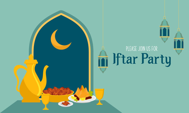 开斋饭宴会后进食图片下载