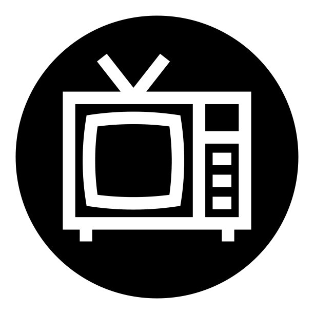 复古电视象形平面图标孤立在白色图片下载