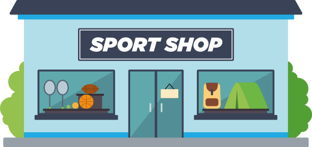 孤立的前视图体育商店大楼图片下载